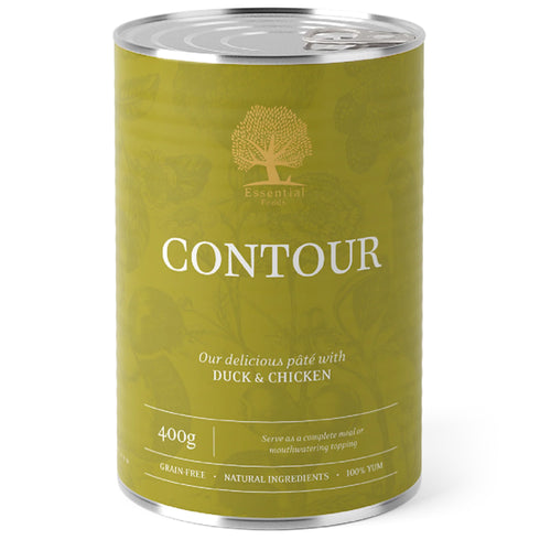 Hrana umeda pentru caini Essential Pate Contour Rata si pui 400g