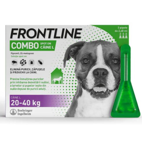 Pipeta antiparazitara pentru caini Frontline Combo L 20-40kg 2.68ml 3 Pipete