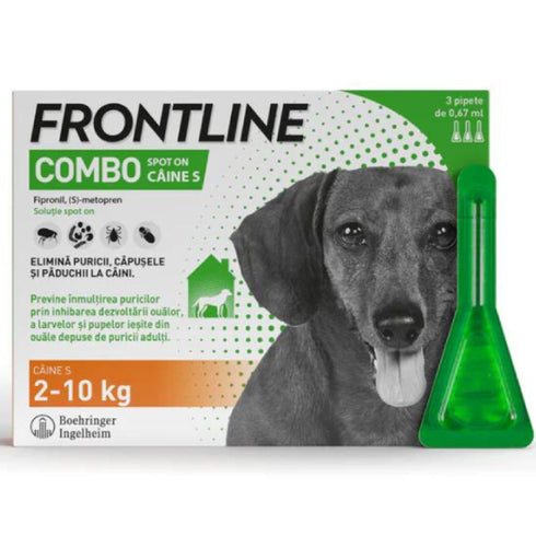 Pipeta antiparazitara pentru caini Frontline Combo S 2-10kg 67ml 3 Pipete