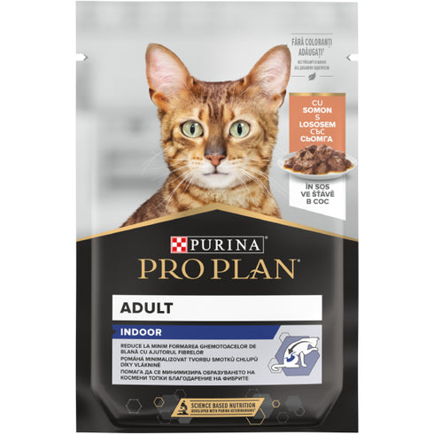 Hrana umeda pentru pisici PRO PLAN® INDOOR Adult Somon 85g
