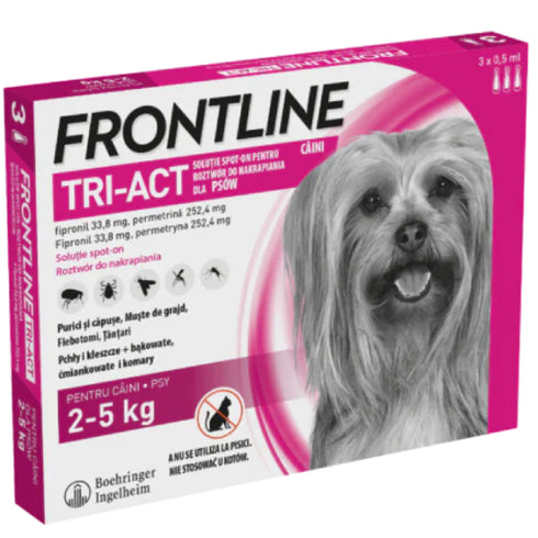 Pipeta antiparazitara pentru caini Frontline TRI-ACT XS 2-5kg 3 Pipete