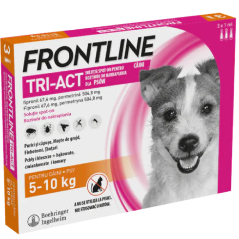Pipeta antiparazitara pentru caini Frontline TRI-ACT S 5-10kg 3 Pipete