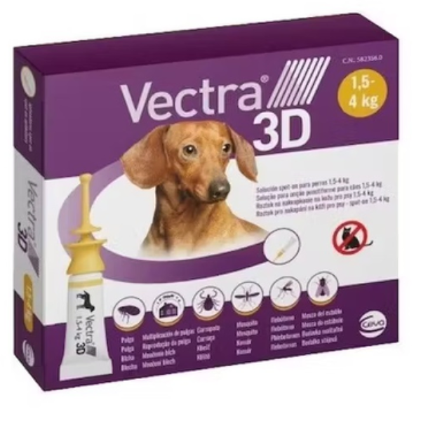 Solutie antiparazitara pentru caini VECTRA 3D DOG 1.5 – 4 KG 3pip