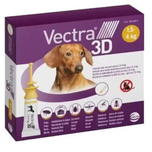 Solutie antiparazitara pentru caini VECTRA 3D DOG 1.5 – 4 KG 3pip