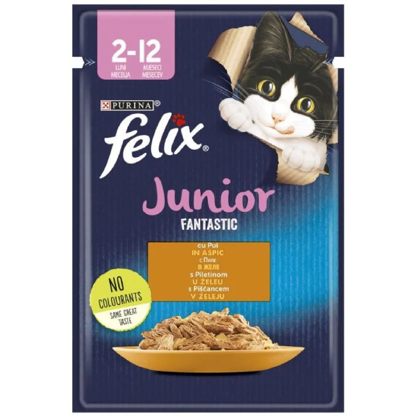 Hrana umeda pentru pisici Felix Fantastic Junior Pui 85g