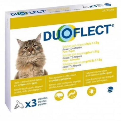 Solutie antiparazitara pentru pisici DUOFLECT CAT 0.5 – 5 KG 3pip
