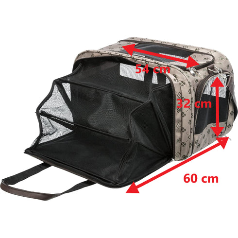 Geanta de transport pentru caini si pisici Trixie Maxima Bej-Maro 33x32x54cm