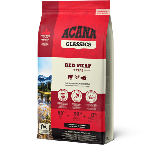 Hrana uscata pentru caini Acana Red Meat Vita, Miel si Porc 14.5g