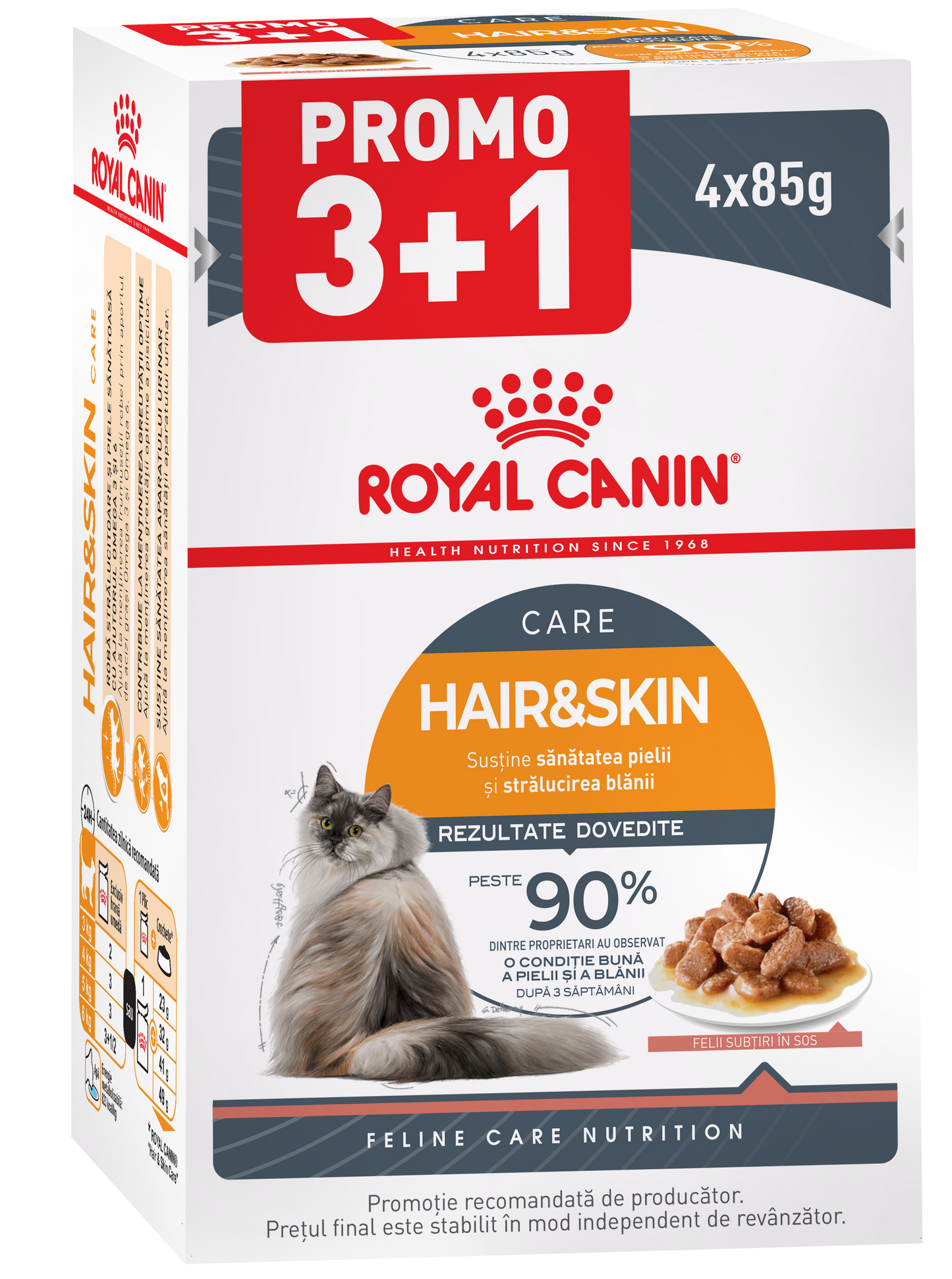 Hrana umeda pentru pisici Royal Canin FCN Hair & Skin Gravy 4x85g PROMO 3+1