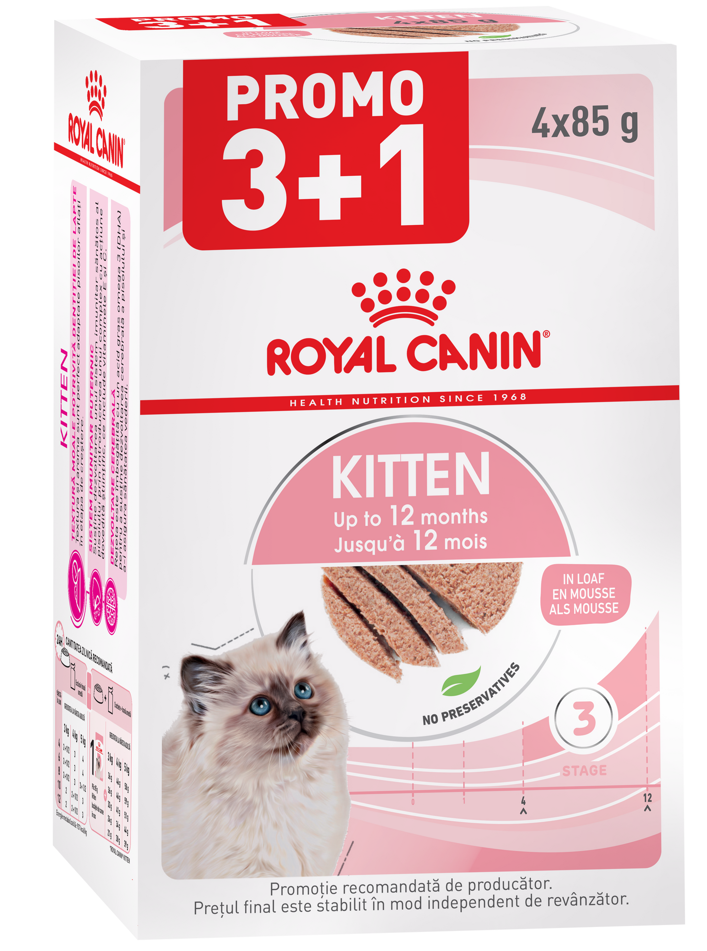 Hrana umeda pentru pisici Royal Canin FHN Kitten Loaf 4x85g PROMO 3+1