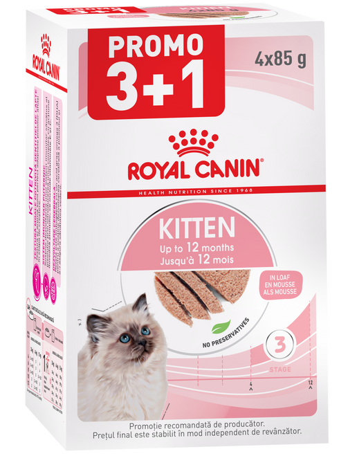 Hrana umeda pentru pisici Royal Canin FHN Kitten Loaf 4x85g PROMO 3+1