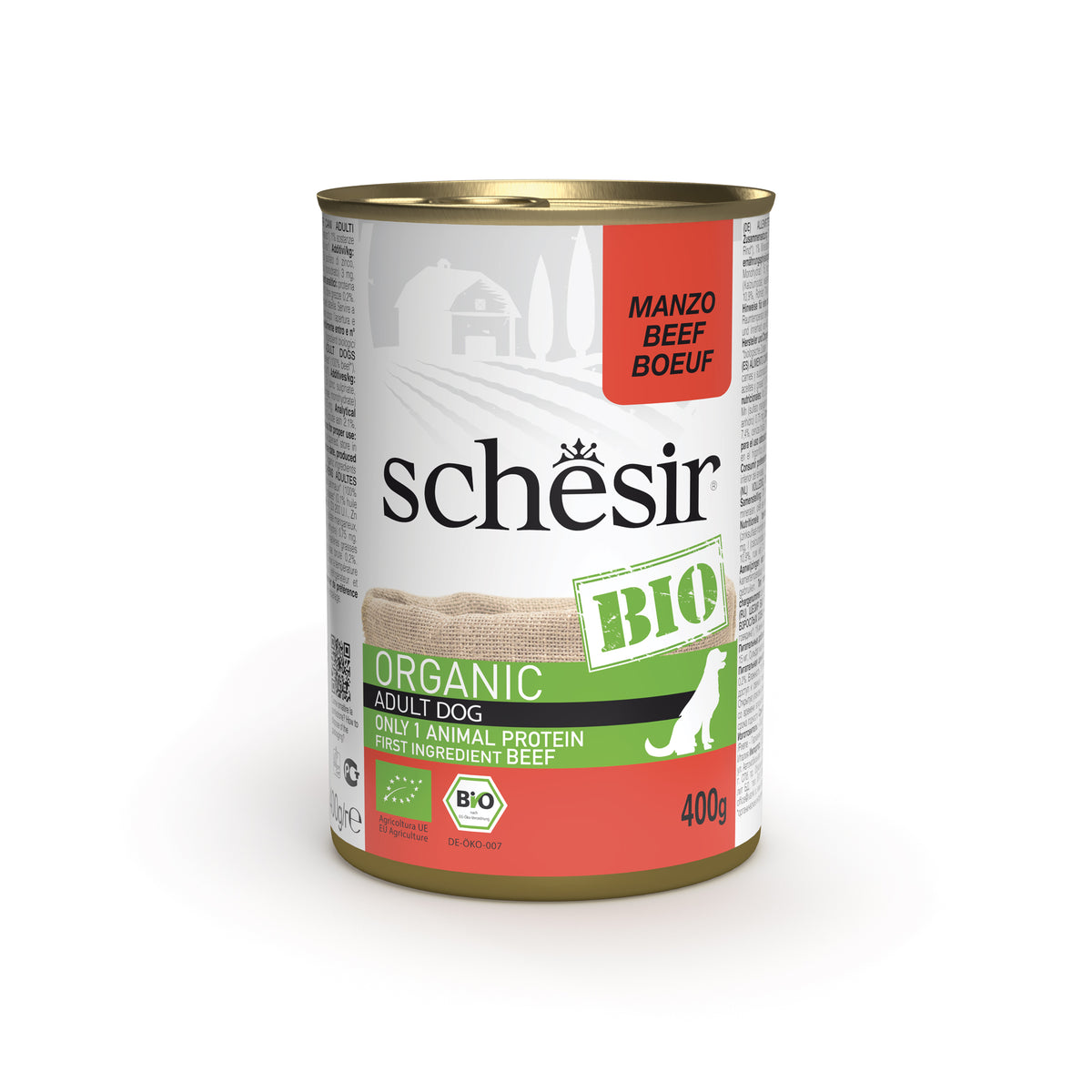 SCHESIR BIO Hrană umedă pentru câini cu vită, 400g