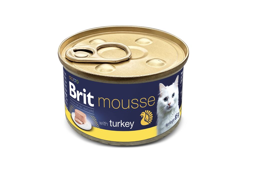 Hrană umedă pentru pisici Brit Premium By Nature, mousse cu curcan, 85g