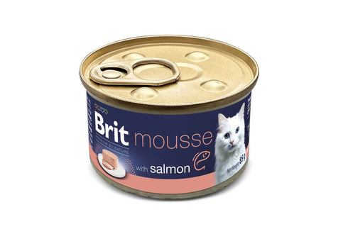 Hrană umedă pentru pisici Brit Premium By Nature, mousse cu somon, 85g