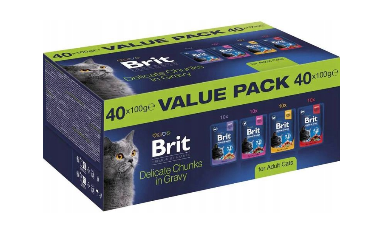 Hrana umeda pentru pisici BRIT PREMIUM, multipack 40x100g