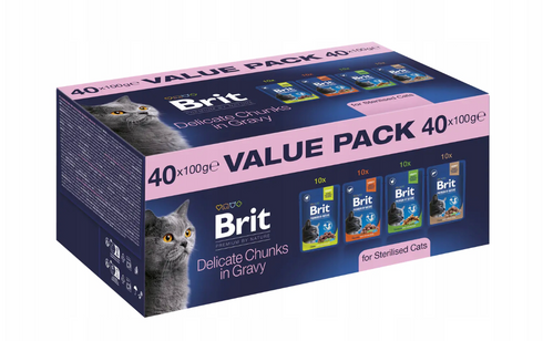 Hrana umeda pentru pisici sterilizate BRIT PREMIUM, multipack 40x100g