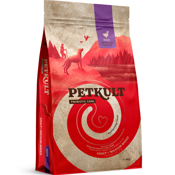 Hrana uscata pentru caini Petkult Probiotics Adult Talie Medie Rata 8kg - Animax