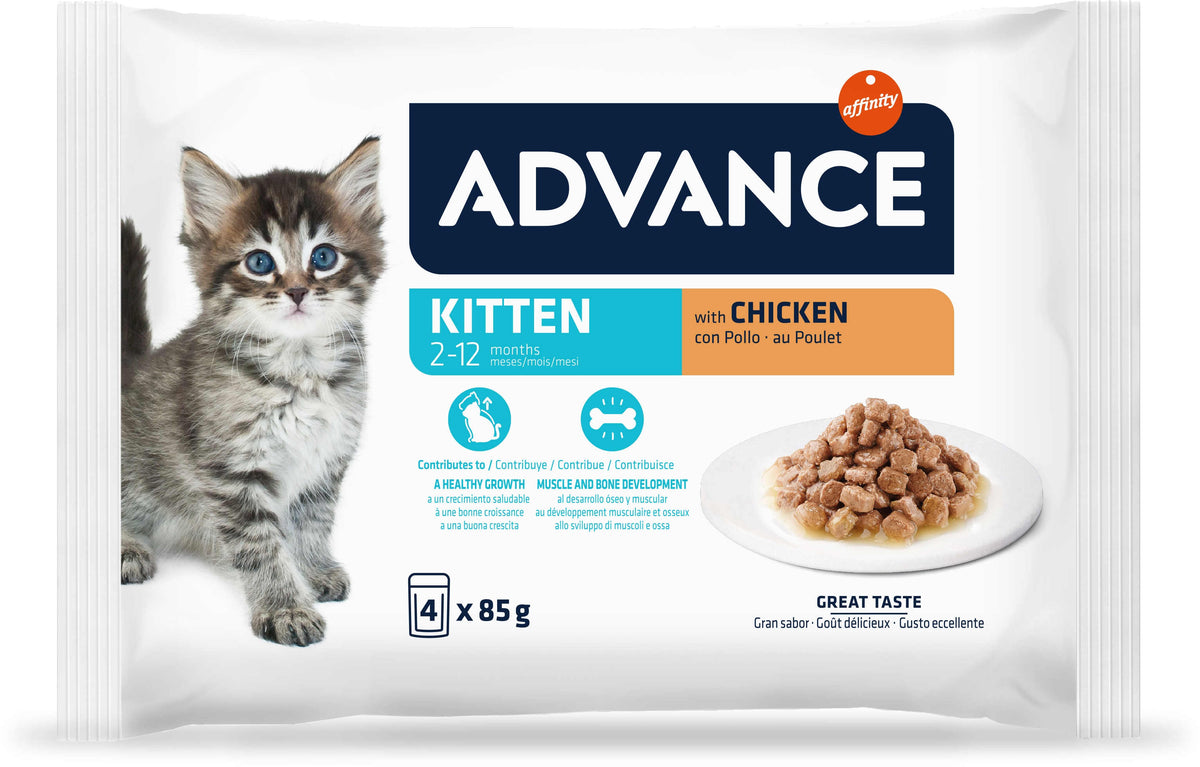 ADVANCE Plic MULTIPACK pentru pisicute, cu Pui 4x85g