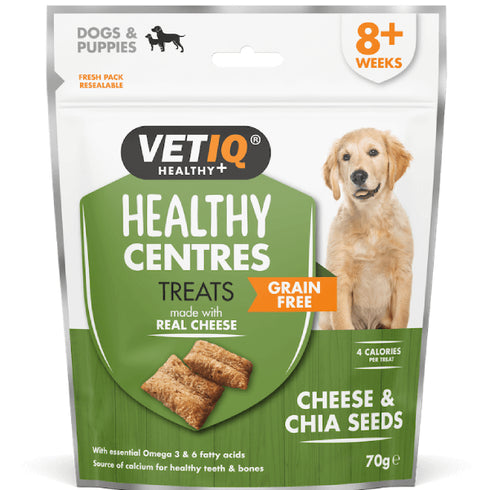 Recompensa pentru caini VetiQ HC Treats Dog Branza&Chia 70g