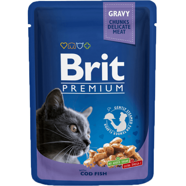 Hrana umeda pentru pisici Brit Premium cu carne de cod 100g - Animax