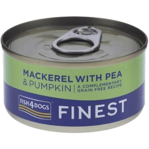 Hrana umeda pentru caini Fish4Dogs Finest Macrou&Dovleac&Mazare 85g