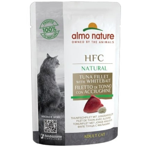 Hrana umeda pentru pisici Almo Nature HFC Filet de ton si hamsii 55g