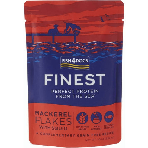 Hrana umeda pentru caini Fish2Dogs Finest Macrou maruntit&Calamar 100g