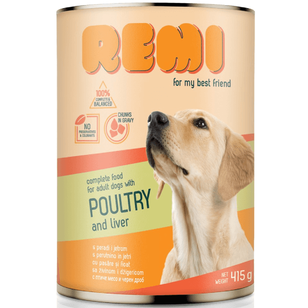 Hrana umeda pentru caini Remi Dog Pasare&Ficat 415g - Animax