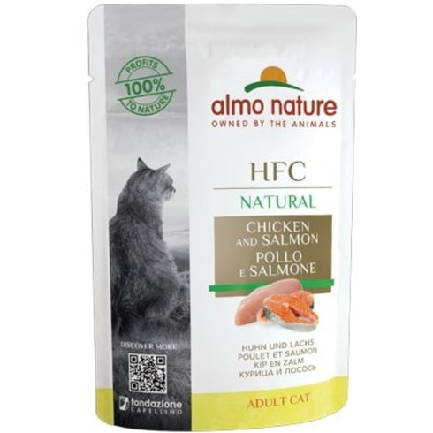 Hrana umeda pentru pisici Almo Nature HFC Pui si somon 55g