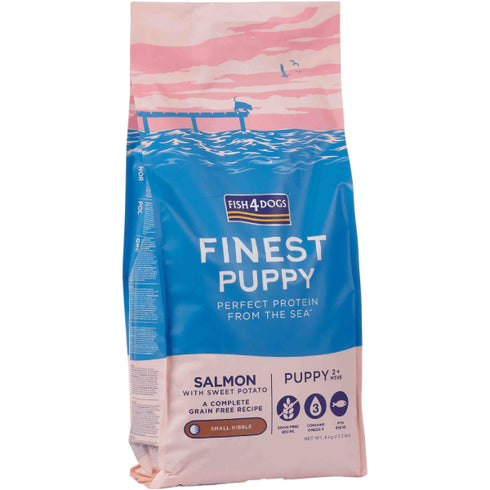 Hrana uscata pentru catei Fish2Dogs Finest Puppy Somon & Cartof dulce 6kg Crocheta mica
