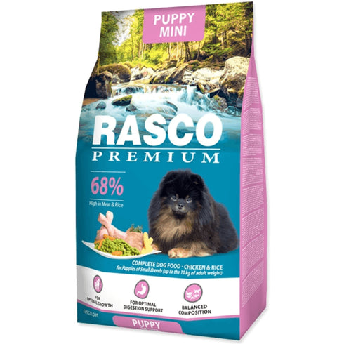 Hrana uscata pentru catei Rasco Premium Puppy Mini Pui si orez 1kg