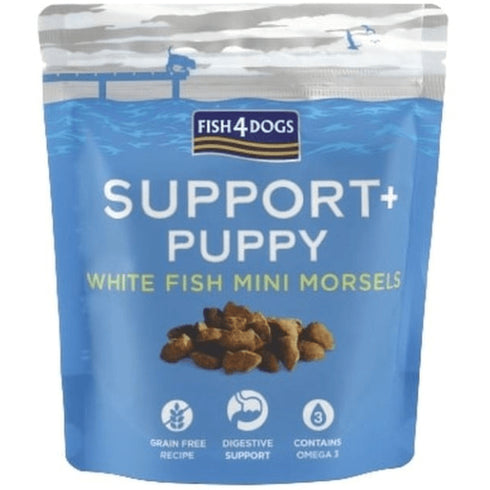 Recompensa pentru catei Fish4Dogs Support+ Puppy Digestion Biscuiti Peste Alb 150g