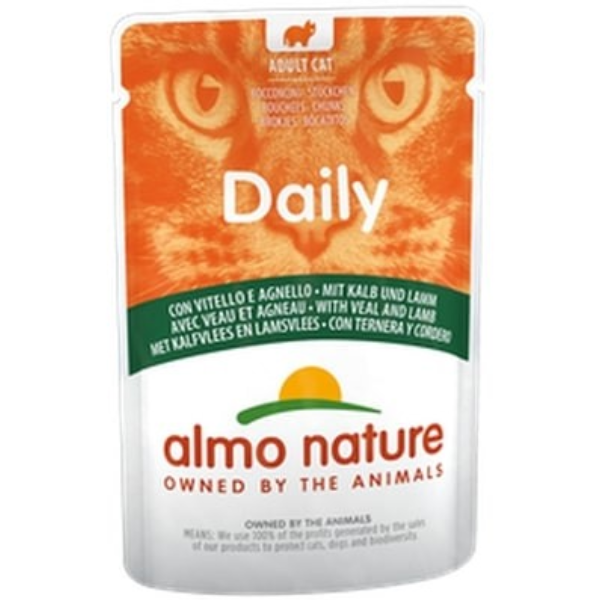 Hrana umeda pentru pisici Almo Nature Daily Vitel si miel 70g - Animax