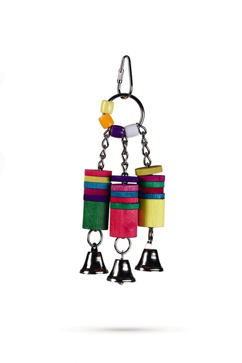 Jucarie din lemn cu clopotei pentru pasari Bellos 20 cm