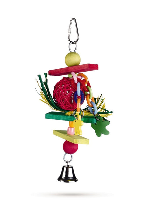 Jucarie din lemn cu clopotel pentru pasari Trinox 22 cm