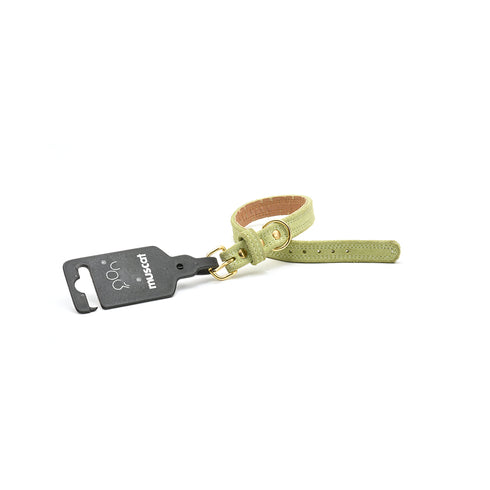 Zgarda pentru caini Muscat Velurdin piele verde 16mm x 35cm