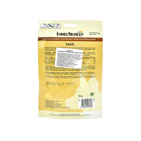 Recompensa pentru caini Beeztees Twirls Pui&Peste 70g