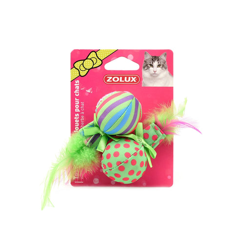 Jucarie pentru pisici minge cu pene Zolux