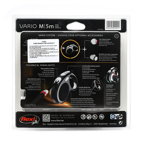 Lesa retractabila Flexi Vario Band M 5M Antracit