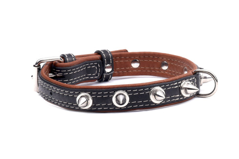 Collar Zgarda Piele Soft cu Tinte 39cm