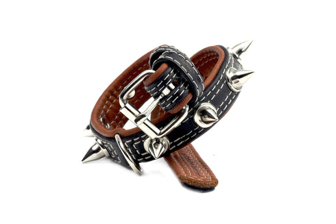 Collar Zgarda Piele Soft cu Tinte 39cm