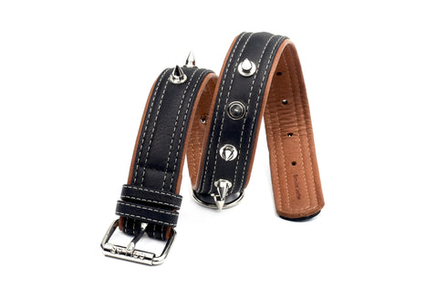 Collar Zgarda Piele Soft cu Tinte 60cm