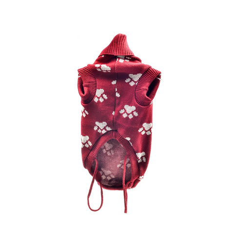 Pulover rosu tricotat pentru caini Vesto M 28 cm