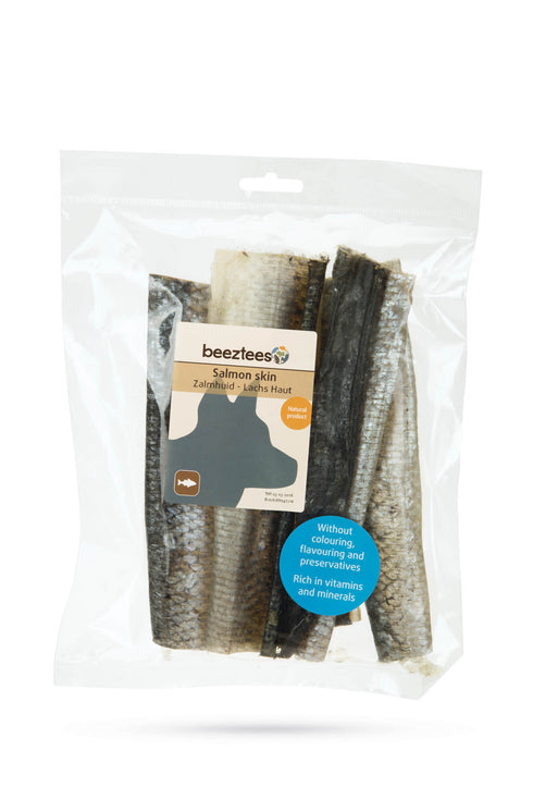 Recompense pentru caini Beeztees Piele deshidratata de somon 50g