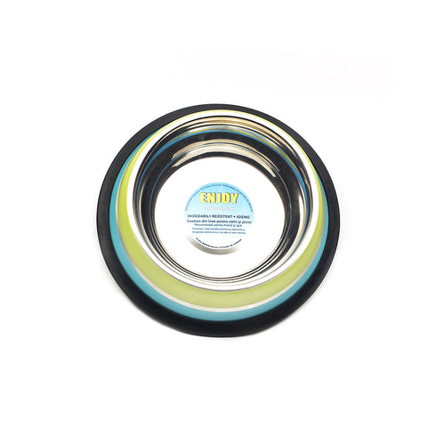 Castron antiderapant din inox pentru caini Enjoy Green Aqua 0.45l