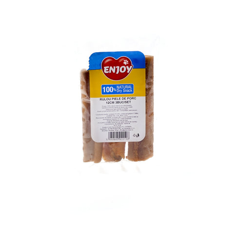 Recompensa pentru caini Enjoy Dry Snack rulou piele de porc 100 g