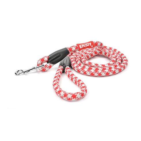 Lesa rosie sport reflectorizanta pentru caini Enjoy 1.6x60 cm