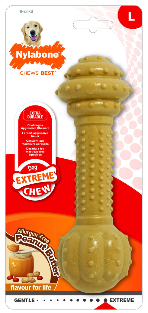 Jucarie pentru caini NY Extreme Chew Gantera cu Unt de Arahide L