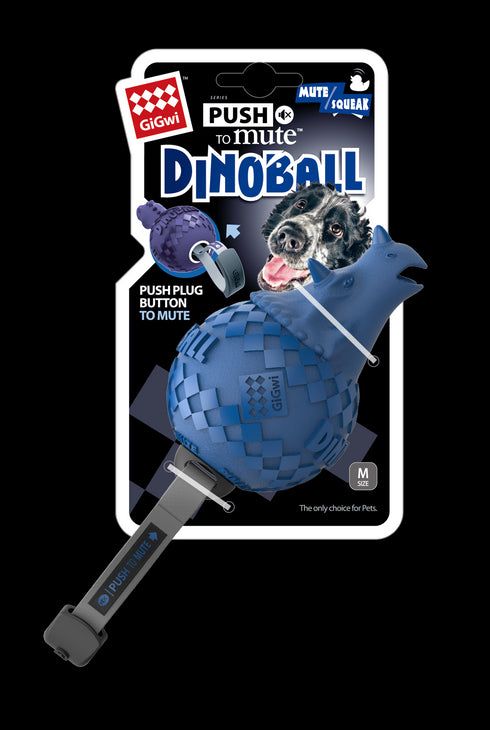 Jucarie pentru caini Gigwi Dinoball Triceratops bleumarin