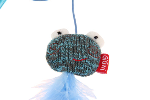 Jucarie pentru pisici undita broasca cu pene Gigwi